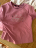 妖精的口袋復古愛(ài)心印花短袖t恤女2025春季新款修身顯瘦內搭上衣 愛(ài)心皮粉色 S 曬單實(shí)拍圖