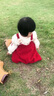 G.DUCKKIDS小黃鴨女童套裝春秋款連衣裙周歲女寶寶公主裙禮服兒童秋冬兩件套 紅色春秋套裝（花朵款夾子） 90 尺碼1~2歲【 80-90cm】 曬單實(shí)拍圖