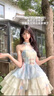 唐努烏愛神洛麗塔lolita公主風特風掛脖吊帶連衣裙短裙蓬蓬裙 桔梗之約藍色單裙子 S 【65-90斤】 曬單實拍圖