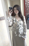塔馳密司復古萊賽爾涼爽透氣木耳邊上衣系帶印花襯衫女 白色碎花 M 曬單實(shí)拍圖