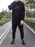 衛(wèi)衣套裝男秋冬新款簡(jiǎn)約潮牌加絨套頭連帽衛(wèi)衣帥氣免搭兩件套男裝 0711黑色 L 曬單實(shí)拍圖