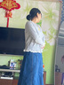 伊芙麗（eifini）伊芙麗精致蕾絲設計氣質(zhì)針織開(kāi)衫女上衣2025春季新款 灰色 S 80-105斤 曬單實(shí)拍圖