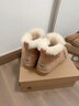 AU&MU澳洲冬季新款雪地靴女士加厚羊毛短筒馬丁靴男款休閑保暖防滑棉鞋 栗色 【男女款】【內里皮毛一體】3118 38 曬單實(shí)拍圖