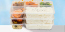 屋田一次性飯盒分格5格快餐盒1500型150套帶蓋塑料打包盒透明可微波 曬單實(shí)拍圖