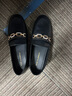 ZHR平底單鞋女春秋懶人一腳蹬樂(lè )福鞋女通勤兩穿軟底皮鞋AH608黑色36 曬單實(shí)拍圖