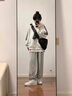 棉致美式三條杠連帽開衫衛(wèi)衣女春秋季2025新款休閑寬松慵懶風(fēng)上衣外套 400白灰色【常規(guī)高品質(zhì)30.5】 L 105-120斤 曬單實(shí)拍圖