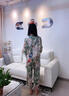 UOSO輕奢女士真絲睡衣女桑蠶絲綢睡衣女休閑分體家居服睡裙兩件套裝 TZ19376綠色繁花 M 160 曬單實(shí)拍圖