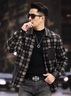 JEEP SPIRIT吉普新款休閑男真皮衣翻領(lǐng)格子領(lǐng)外套毛呢百搭皮夾克羊毛外套 黑色 【真皮毛呢外套】 L 170 55-65公斤 曬單實(shí)拍圖