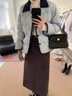 妍莉芬（yanlifen）小香風(fēng)羽絨棉服女裝2025冬季短外套女2025年新復古棉衣羽棉襖絨服 藍色 M 曬單實(shí)拍圖