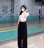 SIINSIIN直筒褲女新薄款休閑褲黑色闊腿褲子顯瘦瑜伽褲運動褲防曬 顯瘦黑(加長款) 身高169-174cm M 【101-120斤】 曬單實拍圖