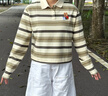安踏（ANTA）×呆萌町聯(lián)名丨條紋翻領(lǐng)長(cháng)T女秋冬季新款撞色休閑POLO衫162548404 哈蒂卡其-2 L （女170） 曬單實(shí)拍圖
