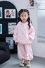 FIDQIOG國際品牌女童春秋套裝2025新款兔耳洋派兒童秋裝厚棉衛(wèi)褲T 粉紅色 100 曬單實(shí)拍圖