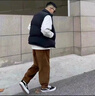 潮牌羽絨棉服馬甲男士春秋冬季立領(lǐng)背心保暖坎肩外套寬松工作服男 黑色 XL 曬單實(shí)拍圖