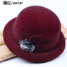 途尊（kingtrip）老人秋冬帽子女仿水貂全卷邊盆帽中老年媽媽保暖老太太圓頂禮帽 酒紅色 可調節 曬單實(shí)拍圖
