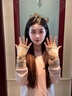 BOHOBOCO山羊絨半指手套女士秋冬季半截保暖針織半掌護腕露指手套送禮盒 青絨本色 均碼 1雙 曬單實(shí)拍圖