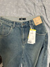 森馬（Semir）牛仔褲女抓毛闊腿褲港風(fēng)冬季2025顯腿長(cháng)拖地褲ins潮109725124002 曬單實(shí)拍圖