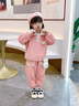 G.DUCKKIDS童裝女童套裝秋冬加絨加厚兒童服裝女孩冬裝兩件套卡通寶寶衣服 酒紅色 100 建議身高90-100cm3-4歲 曬單實(shí)拍圖
