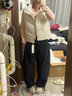 優(yōu)衣庫女裝針織廓形長(cháng)褲/彎刀鐮刀褲子25秋冬新款483722 483722/69藏青色 M 曬單實(shí)拍圖