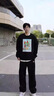 SPAO韓國同款男士休閑直筒褲春秋新款藍帽子小熊重磅衛褲SPWK25SK08LD 黑#SP藍帽子熊-貼布繡 2XL 曬單實(shí)拍圖