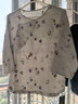 塔馳密司甜美減齡刺繡小碎花漢麻T(mén)恤夏七分袖寬松上衣 原麻色 S 【90-110斤】 曬單實(shí)拍圖
