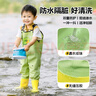 漁之源兒童趕海裝備連體下水褲防水褲幼兒園玩沙水衣服涉水雨褲雨鞋一體 瑪卡粉-小兔款【純棉內里+耐磨橡膠底】 22 （鞋內長(cháng)13） 曬單實(shí)拍圖