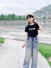 真維斯女童套裝春秋兒童長(zhǎng)袖t恤純棉打底衫闊腿牛仔褲大童秋裝女孩童裝 白 夢(mèng)幻魚尾+淺藍(lán) 130 曬單實(shí)拍圖