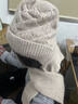 暢印新款冬季針織風(fēng)雪帽騎車(chē)保暖媽媽時(shí)尚護耳包頭帽女帽子圍巾一體帽 優(yōu)雅米白 曬單實(shí)拍圖