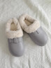 樸西2025時(shí)尚新款博肯棉拖鞋女厚底軟彈保暖加絨防滑防水棉拖鞋情侶款 淺米灰 【防污耐臟】 40-41 【適合39-40】 曬單實(shí)拍圖