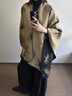 COSMICKISS披肩圍巾女外搭氣質(zhì)秋冬季2025年新款披肩斗篷秋冬加厚 披肩斗篷銀杏葉【黑金色】 曬單實(shí)拍圖