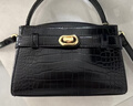 CHARLES&KEITH鱷魚(yú)紋凱莉包手提斜挎婚包包女包生日禮物CK2-50270880-1 Black黑色 S 曬單實(shí)拍圖