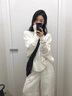 艾珠兒（Aizhuer）休閑褲女秋季韓系穿搭一套裝奶fufu白色長(cháng)袖針織衫闊腿褲兩件套 白色針織衫+闊腿褲 M 曬單實(shí)拍圖