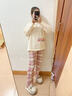 自由系純棉睡衣女10A家居服套裝秋冬防螨2025新款長款寬松印花可外穿 曬單實(shí)拍圖