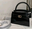 CHARLES&KEITH鱷魚(yú)紋凱莉包手提斜挎婚包包女包生日禮物CK2-50270880-1 Black黑色 S 曬單實(shí)拍圖