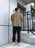 潮梵圖美式復(fù)古立領(lǐng)夾克男士秋冬季套裝男生休閑外套痞帥冬裝潮流兩件套 麂皮絨綠色外套 XL 曬單實(shí)拍圖