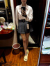 :CHOCOOLATE it灰色西裝半身裙女2025新款夏季學(xué)院風(fēng)高腰百褶短裙 灰色 【官方正品】 S 曬單實(shí)拍圖