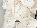 浪莎（LangSha）空氣棉月子服女秋冬季產(chǎn)后加厚夾層純棉哺乳睡衣孕婦家居服春秋款 H3668#小熊 2XL 曬單實(shí)拍圖