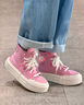 匡威（Converse）AII Star悠游UU厚底增高DIY飾品男女高幫粉色面包帆布鞋/A12458C 粉色高幫A12458C 35 (210mm) 曬單實(shí)拍圖