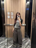 棉致美式彎刀工裝闊腿休閑褲子女秋冬季新款復古高腰顯瘦小個(gè)子直筒褲 P147灰綠色【高品質(zhì)】 L 105-115斤 曬單實(shí)拍圖