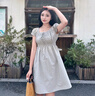 森馬（Semir）連衣裙女收腰蝴蝶結少女感2025新款夏俏皮木耳邊方領(lǐng)短裙氣質(zhì) 本白10102 L 曬單實(shí)拍圖