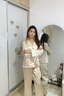 真絲睡衣情侶純色簡約高級(jí)感春秋長袖家居服節(jié)日送女友送男友禮盒 溫柔杏【長袖+長褲】細(xì)膩輕奢 L 女士100-120斤 曬單實(shí)拍圖
