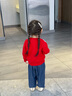 幼歌（YOUGE）嬰幼兒愛(ài)心繡標柔軟寬松軟牛仔束腳褲寶寶可愛(ài)休閑褲子 牛仔藍 90 cm 曬單實(shí)拍圖