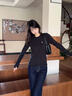 Calvin KleinJeans25秋季新款女士刺繡ck羅紋修身圓領(lǐng)內搭針織衫毛衣47D371G UB1-太空黑 XS 曬單實(shí)拍圖