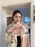 恒源祥100%羊毛圍巾女冬季保暖手套兩件套送女生朋友禮物圍脖禮盒 暖冬套裝[甜美粉黛格圍巾+搖粒絨 曬單實(shí)拍圖
