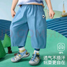 ASK JUNIOR純棉兒童褲子夏小童立體貓咪可愛男童八分褲透氣直筒褲 藍(lán)色  130 曬單實(shí)拍圖