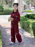女童牛仔套裝秋裝2025新款兒童女大童洋氣時(shí)髦童裝牛仔外套兩件套 酒紅色套裝【外套+褲子】 160 曬單實(shí)拍圖