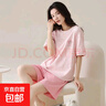女士睡衣全棉100%純棉潮流時尚女款短袖短褲休閑居家家居服可外穿 9846 粉色小熊字母 XL 碼建議：110-130斤 曬單實拍圖