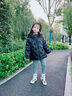 G.DUCKKIDS小黃鴨女童羽絨服中長(cháng)款大蝴蝶結白鴨絨外套兒童冬裝防寒連帽衣服 黑色 90 cm 曬單實(shí)拍圖