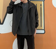 IZEXX立領工裝外套男士秋冬季寬松休閑百搭高級感夾克上衣MZ20黑色2XL 曬單實拍圖