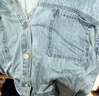 百圖betu女裝2025夏季新款襯衫舒適棉感上衣牛仔短袖外套女2504D09 淺牛仔藍 L 曬單實(shí)拍圖