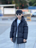 巴布豆（BOBDOG）95絨兒童羽絨服2025年新款男女童A類(lèi)抗菌三防面料大兜連帽外套 黑色 【A類(lèi)面料 貼身可穿】95絨 140 【約身高125-135cm 體重60斤】 曬單實(shí)拍圖